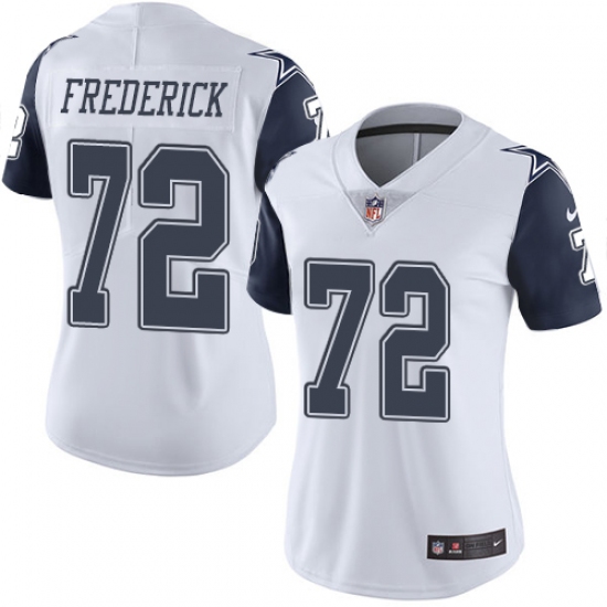 Women's Nike Dallas Cowboys #72 Travis Frederick Limited White Rush Vapor Untouchable NFL Jersey - Ujersey
