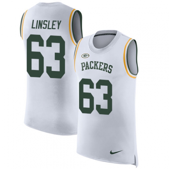 Men's Nike Green Bay Packers #63 Corey Linsley Limited White Rush Player Name & Number Tank Top NFL Jersey - Ujersey