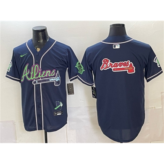 Men's Atlanta Braves Team Big Logo Navy Galaxy With Outkast Vapor Limited Stitched Baseball Jersey - Ujersey