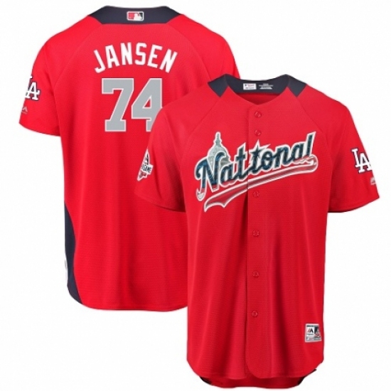 Men's Majestic Los Angeles Dodgers #74 Kenley Jansen Game Red National League 2018 MLB All-Star MLB Jersey - Ujersey