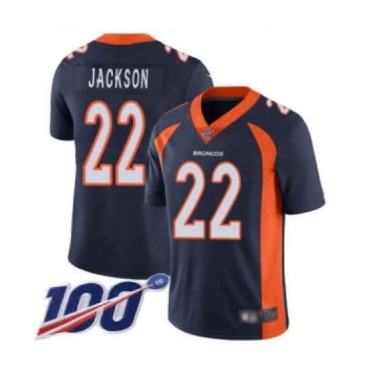 Men's Denver Broncos #22 Kareem Jackson Navy Blue Alternate Vapor Untouchable Limited Player 100th Season Football Jersey - Ujersey