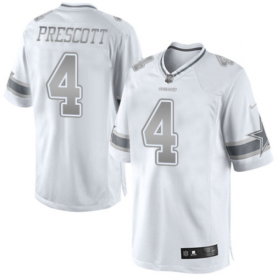 Men's Nike Dallas Cowboys #4 Dak Prescott Limited White Platinum NFL Jersey - Ujersey