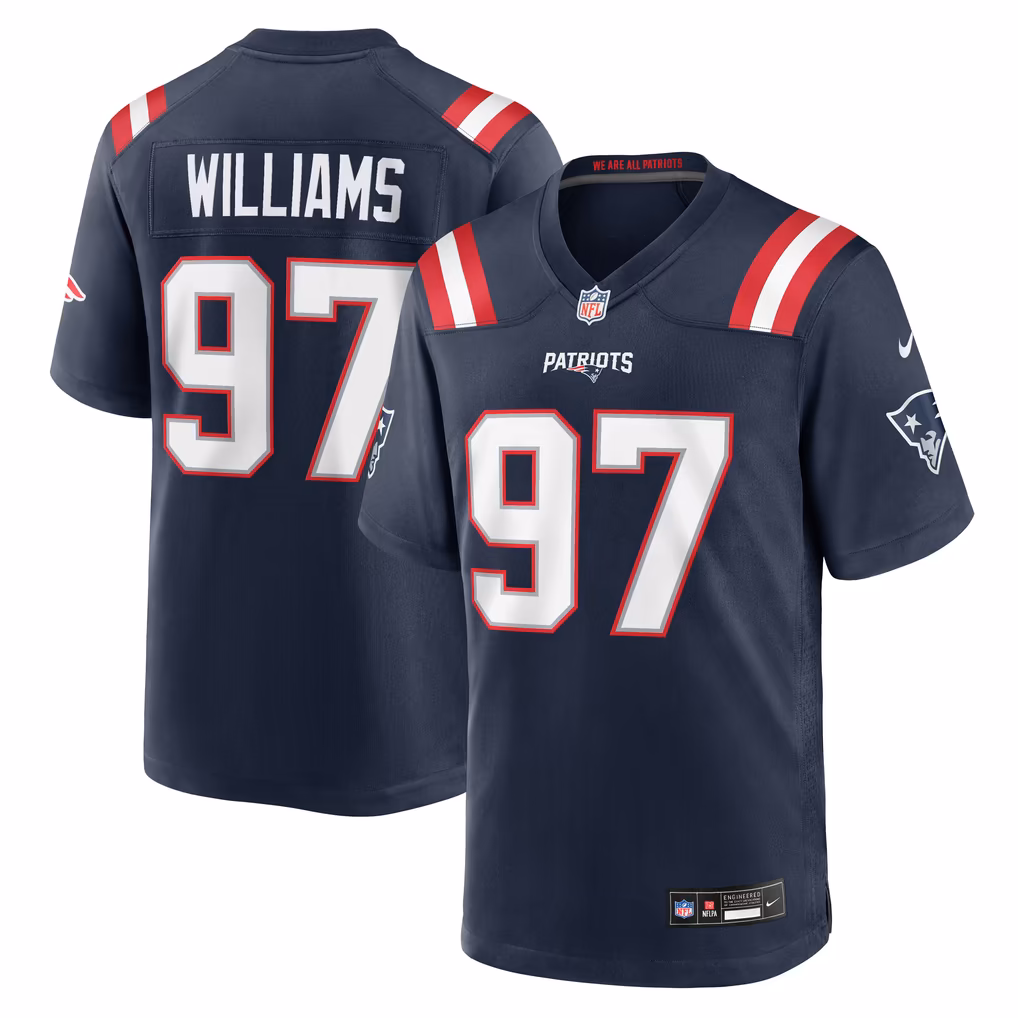 Men's New England Patriots Milton Williams Nike Navy Team Game Jersey - Ujersey