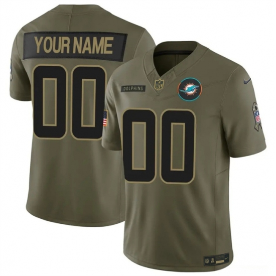 Men's Miami Dolphins Active Player Custom Olive 2025 F.U.S.E. Salute to Service Limited Stitched Football Jersey - Ujersey