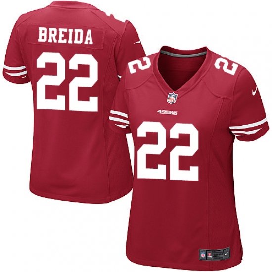 Women's Nike San Francisco 49ers #22 Matt Breida Game Red Team Color NFL Jersey - Ujersey