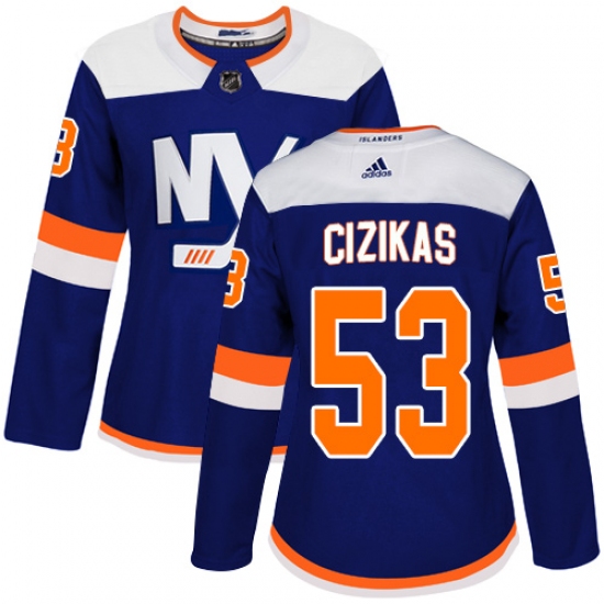 Women's Adidas New York Islanders #53 Casey Cizikas Premier Blue Alternate NHL Jersey - Ujersey