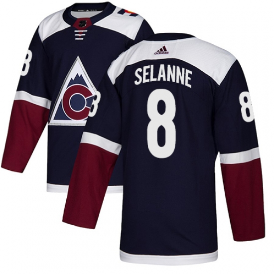 Men's Adidas Colorado Avalanche #8 Teemu Selanne Authentic Navy Blue Alternate NHL Jersey - Ujersey