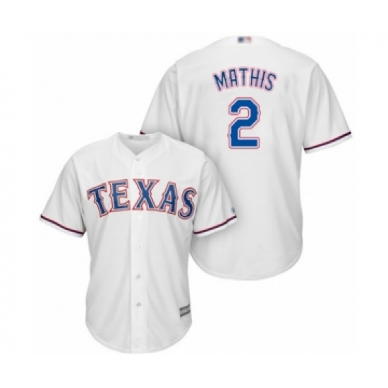 Youth Texas Rangers #2 Jeff Mathis Authentic White Home Cool Base Baseball Player Jersey - Ujersey