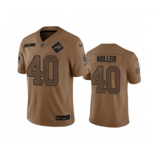 Men's Nike Buffalo Bills #40 Von Miller 2023 Brown Salute To Service Limited Football Stitched Jersey - Ujersey