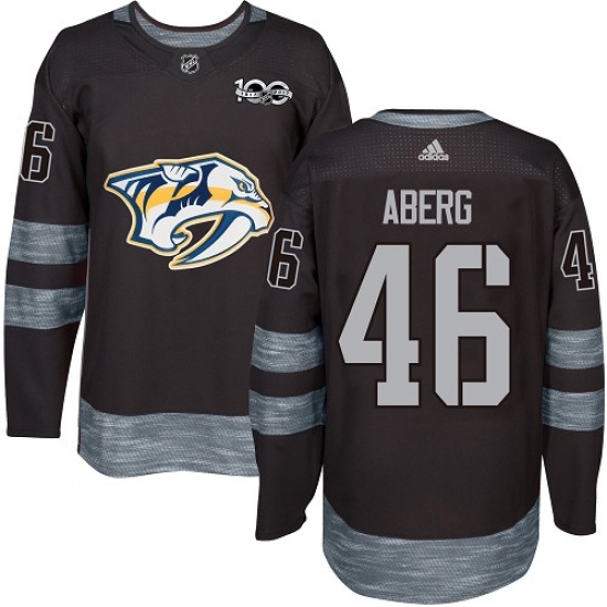 Men's Adidas Nashville Predators #46 Pontus Aberg Authentic Black 1917-2017 100th Anniversary NHL Jersey - Ujersey
