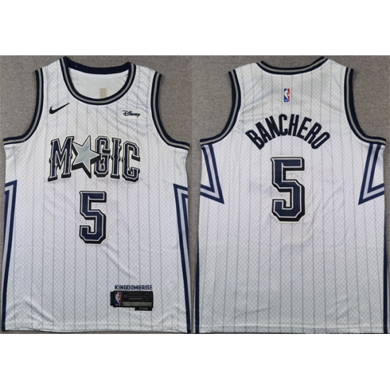 Men's Orlando Magic #5 Paolo Banchero Silver 2024-25 City Edition Stitched Basketball Jersey - Ujersey
