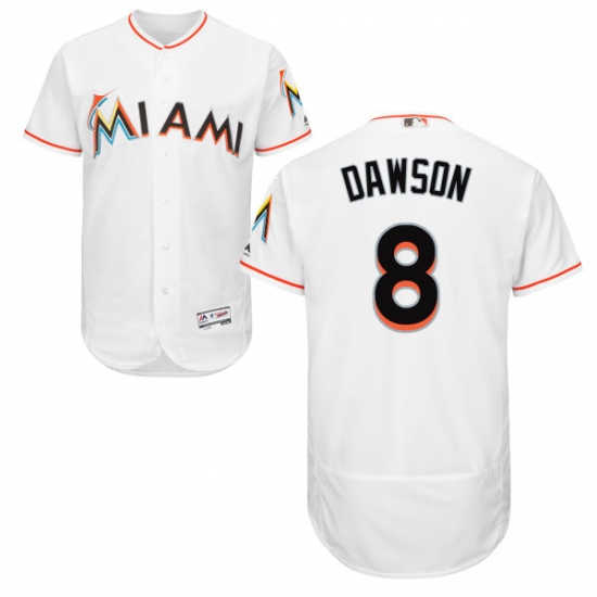 Men's Majestic Miami Marlins #8 Andre Dawson White Home Flex Base Authentic Collection MLB Jersey - Ujersey