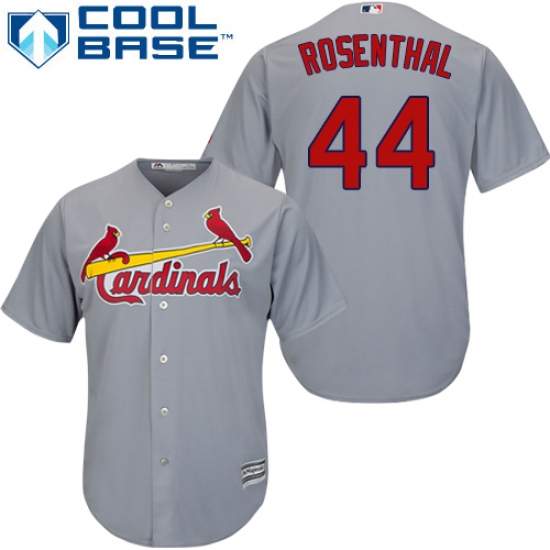 Youth Majestic St. Louis Cardinals #44 Trevor Rosenthal Replica Grey Road Cool Base MLB Jersey - Ujersey