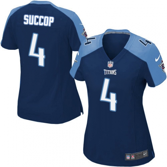 Women's Nike Tennessee Titans #4 Ryan Succop Game Navy Blue Alternate NFL Jersey - Ujersey
