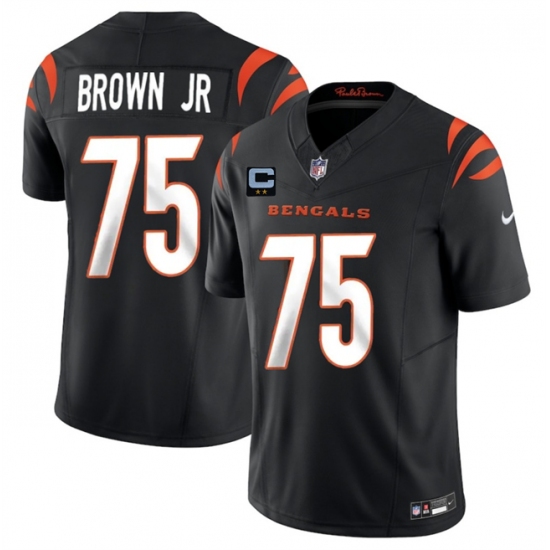 Men's Cincinnati Bengals #75 Orlando Brown Jr Black 2025 F.U.S.E. With 2-Star C Vapor Untouchable Limited Stitched Football Jersey - Ujersey