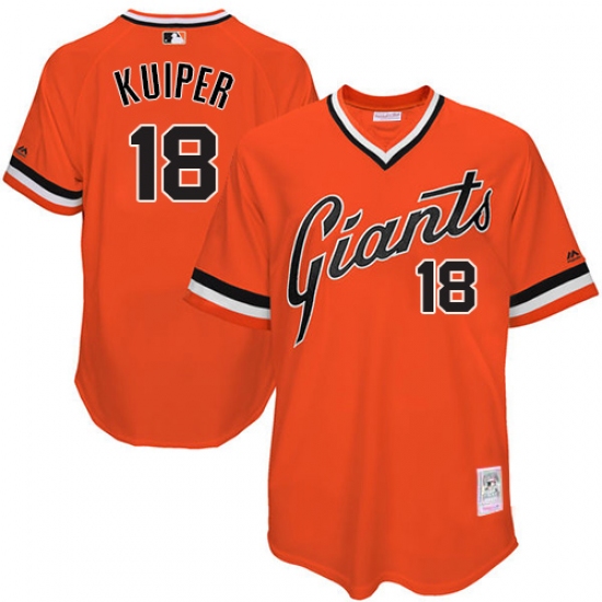 Men's Mitchell and Ness San Francisco Giants #18 Duane Kuiper Replica Orange Throwback MLB Jersey - Ujersey