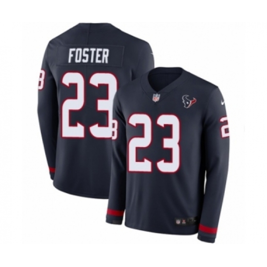 Men's Nike Houston Texans #23 Arian Foster Limited Navy Blue Therma Long Sleeve NFL Jersey - Ujersey