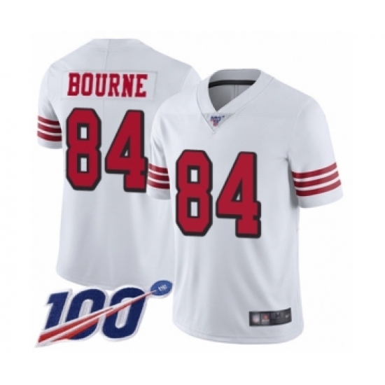 Men's San Francisco 49ers #84 Kendrick Bourne Limited White Rush Vapor Untouchable 100th Season Football Jersey - Ujersey