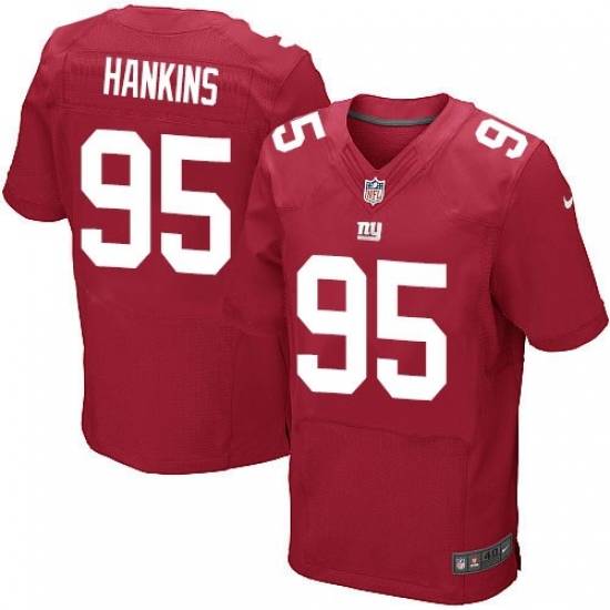 Men's Nike New York Giants #95 Johnathan Hankins Elite Red Jersey - Ujersey