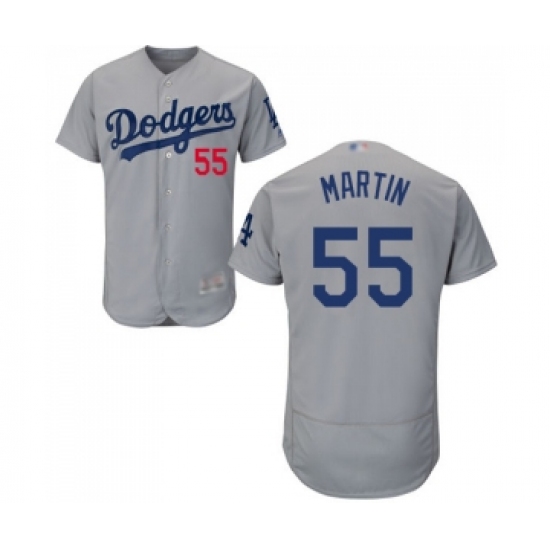 Men's Los Angeles Dodgers #55 Russell Martin Gray Alternate Flex Base Authentic Collection Baseball Jersey - Ujersey