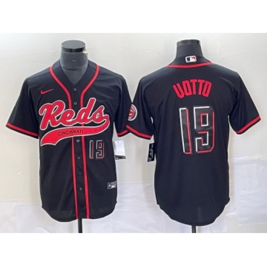 Men's Cincinnati Reds #19 Joey Votto Number Black 2023 City Connect Cool Base Stitched Jersey - Ujersey