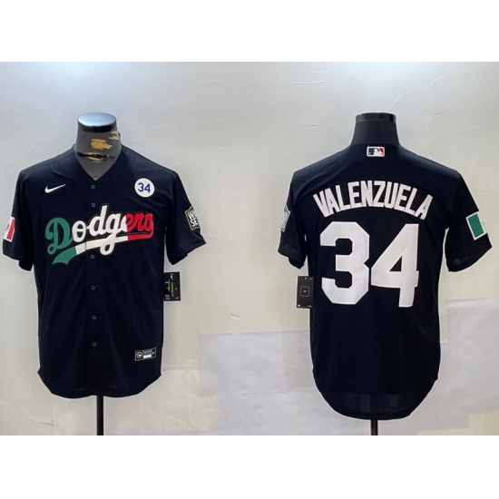 Men's Los Angeles Dodgers #34 Toro Valenzuela Black Mexico 2024 World Series With No. 34 Cool Base Stitched Baseball Jersey - Ujersey