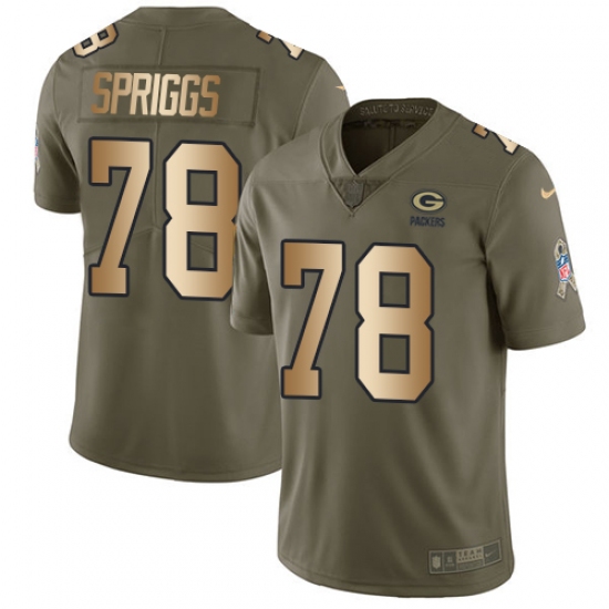 Men's Nike Green Bay Packers #78 Jason Spriggs Limited Olive/Gold 2017 Salute to Service NFL Jersey
