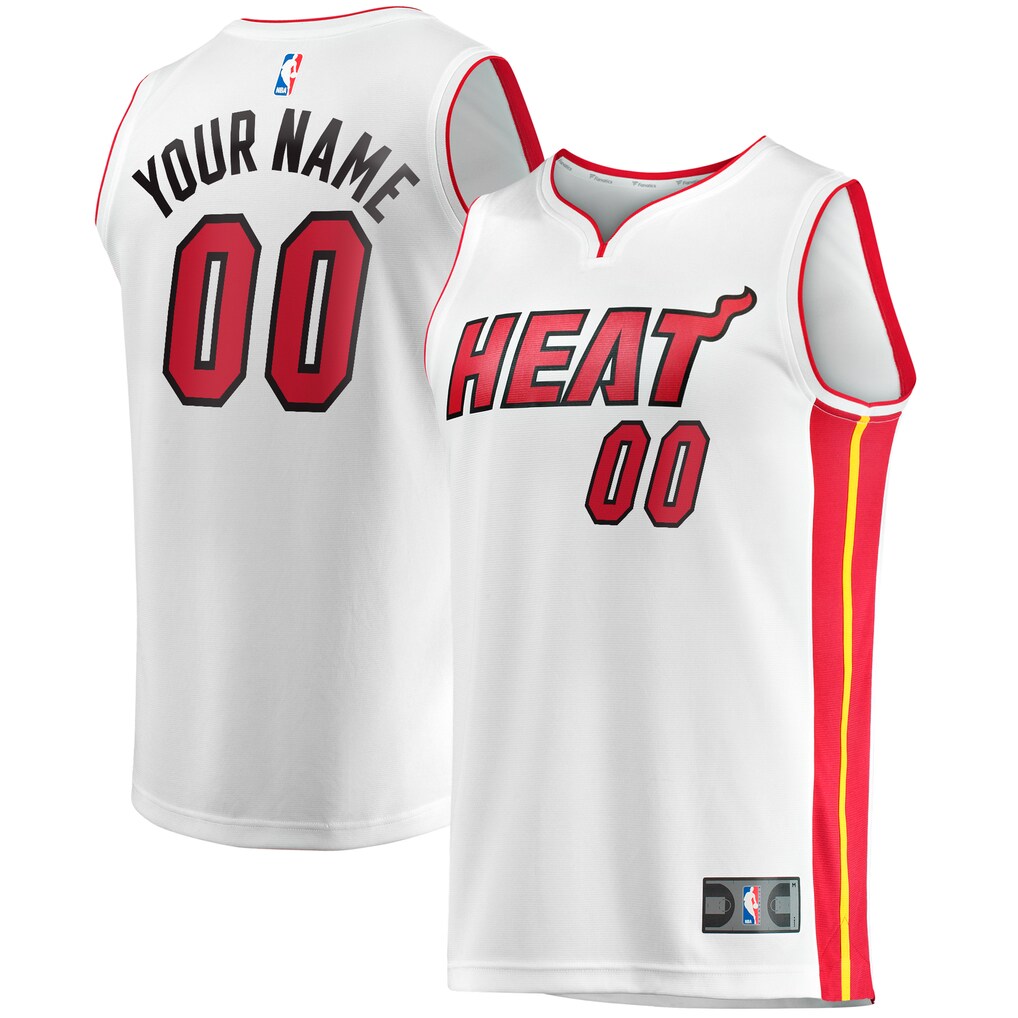Men's Miami Heat Fanatics White Fast Break Custom Replica Jersey - Association Edition - SUjersey01