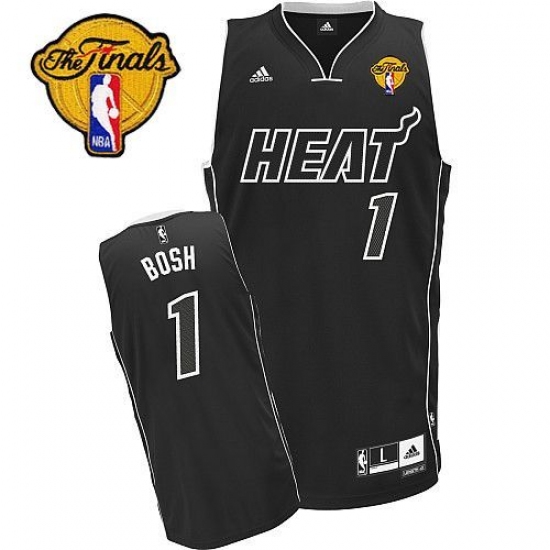 Men's Adidas Miami Heat #1 Chris Bosh Swingman Black Shadow Finals Patch NBA Jersey - Ujersey