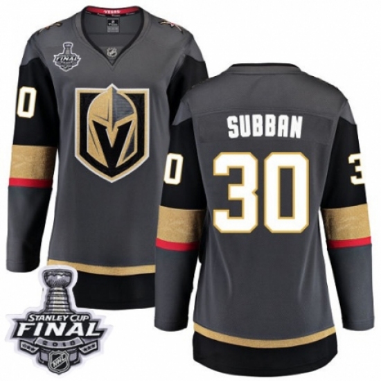 Women's Vegas Golden Knights #30 Malcolm Subban Authentic Black Home Fanatics Branded Breakaway 2018 Stanley Cup Final NHL Jersey - Ujersey