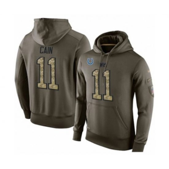 Football Indianapolis Colts #11 Deon Cain Green Salute To Service Men's Pullover Hoodie - Ujersey NHL
