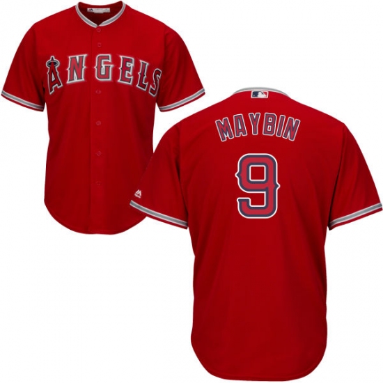 Youth Majestic Los Angeles Angels of Anaheim #9 Cameron Maybin Authentic Red Alternate Cool Base MLB Jersey - Ujersey