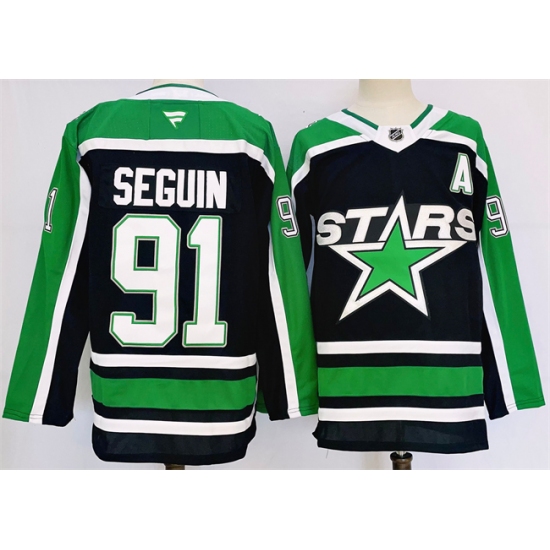 Men's Dallas Stars #91 Tyler Seguin Black 2024-25 Reverse Retro Stitched Jersey - Ujersey
