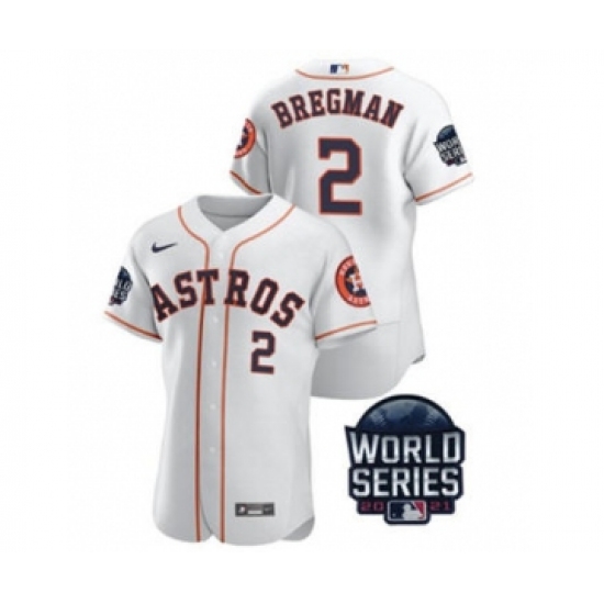 Men's Houston Astros #2 Alex Bregman 2021 White World Series Flex Base Stitched Baseball Jersey - Ujersey