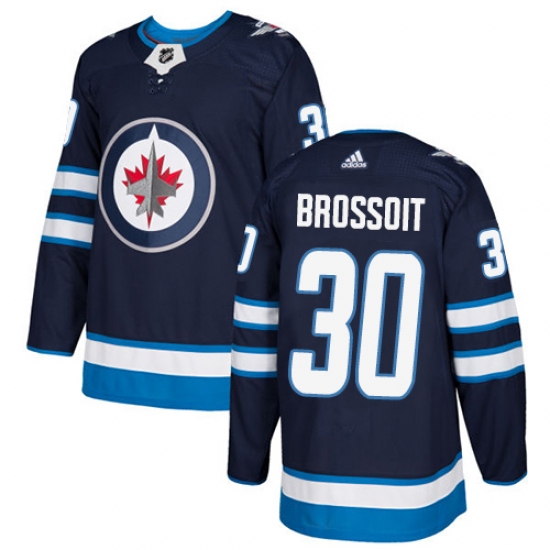 Men's Adidas Winnipeg Jets #30 Laurent Brossoit Premier Navy Blue Home NHL Jersey - Ujersey