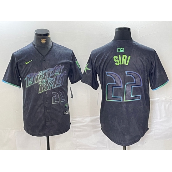 Men's Tampa Bay Rays #22 Jose Siri Number Charcoal 2024 City Connect Limited Stitched Jersey