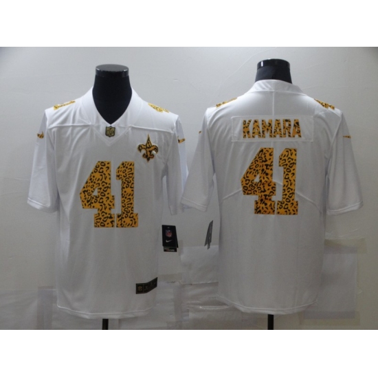 Men's New Orleans Saints #41 Alvin Kamara White Nike Leopard Print Limited Jersey - Ujersey