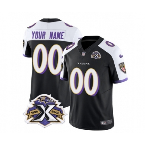 Men's Nike Baltimore Ravens Active Player Custom Black White 2023 F.U.S.E Throwback Vapor Limited Stitched Jersey - Ujersey