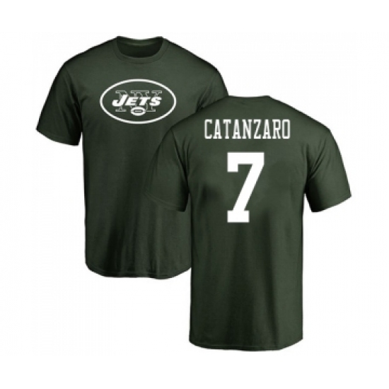 Football New York Jets #7 Chandler Catanzaro Green Name & Number Logo T-Shirt - Ujersey