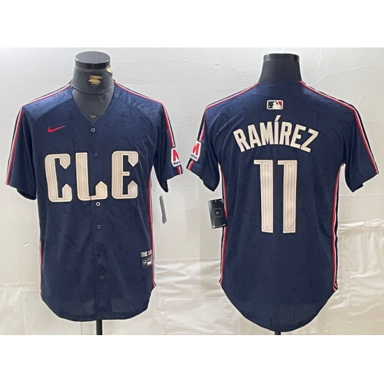 Men's Cleveland Guardians #11 Jose Ramirez Navy 2024 City Connect Limited Stitched Jersey - Ujersey
