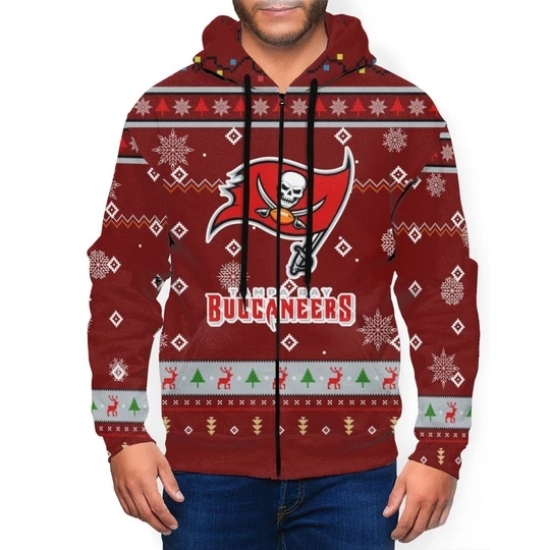 Buccaneers Team Christmas Ugly Men's Zip Hooded Sweatshirt - Ujersey