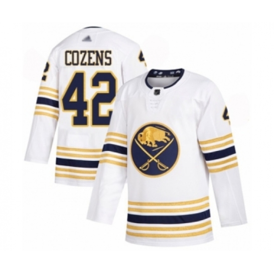 Men's Buffalo Sabres #42 Dylan Cozens Authentic White 50th Season Hockey Jersey