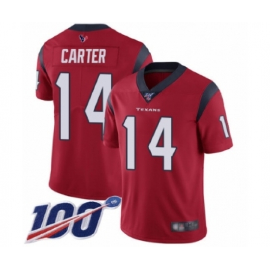 Men's Houston Texans #14 DeAndre Carter Red Alternate Vapor Untouchable Limited Player 100th Season Football Jersey - Ujersey