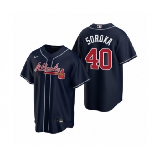 Women Atlanta Braves #40 Mike Soroka Nike Navy 2020 Replica Alternate Jersey - Ujersey