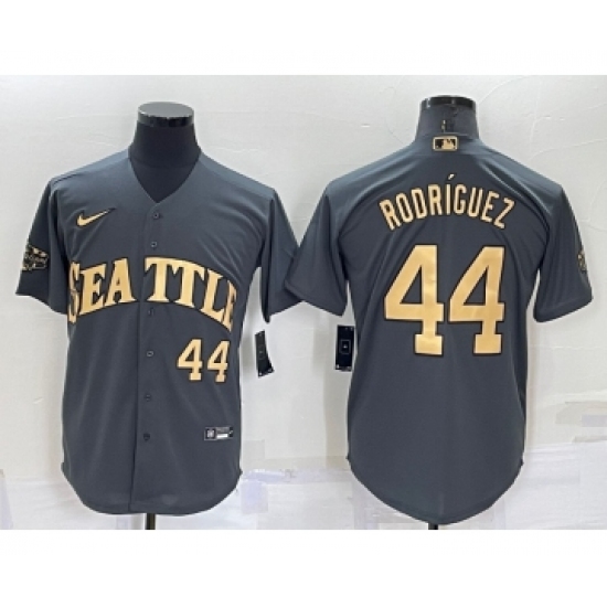 Men's Seattle Mariners #44 Julio Rodriguez Number Grey 2022 All Star Stitched Cool Base Nike Jersey - Ujersey