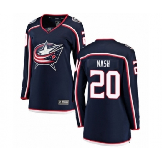 Women's Columbus Blue Jackets #20 Riley Nash Authentic Navy Blue Home Fanatics Branded Breakaway NHL Jersey - Ujersey