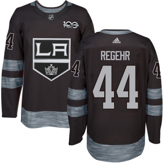 Men's Adidas Los Angeles Kings #44 Robyn Regehr Authentic Black 1917-2017 100th Anniversary NHL Jersey - Ujersey