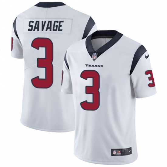 Men's Nike Houston Texans #3 Tom Savage Limited White Vapor Untouchable NFL Jersey - Ujersey
