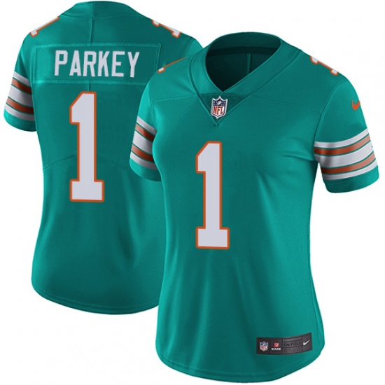 Women's Nike Miami Dolphins #1 Cody Parkey Aqua Green Alternate Vapor Untouchable Limited Player NFL Jersey - Ujersey