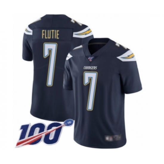 Men's Los Angeles Chargers #7 Doug Flutie Navy Blue Team Color Vapor Untouchable Limited Player 100th Season Football Jersey - Ujersey
